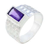 Yasmine Purple Gemstone Ring with Hammered Silver Band